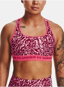 Tmavo ružová dámska vzorovaná športová podprsenka Under Armour UA Crossback Mid Print #669803