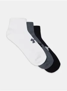 Sada troch unisex ponožiek v bielej, šedej a čiernej farbe Under Armour UA Core Low Cut