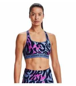 Under Armour Women's Armour Mid Crossback Printed Sports Bra Mineral Blue/Midnight Navy M Fitness bielizeň