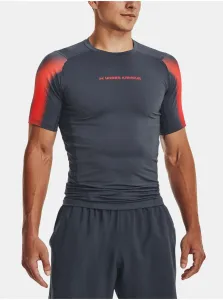 Under Armour Men's UA HeatGear Armour Novelty Short Sleeve Downpour Gray/After Burn 2XL Fitness tričko