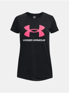 Under Armour TECH SOLID PRINT FILL BL SSC Dievčenské tričko, čierna, veľkosť M