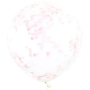 Balóniky 30cm – priehľadné s ružovými konfetami – 6 ks