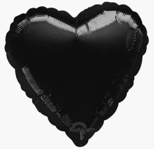 Fóliový balón 45 cm Srdce čierne - UNIQUE