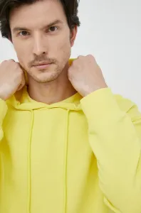 Bavlnená mikina United Colors of Benetton pánska, žltá farba, s kapucňou, jednofarebná #8900474