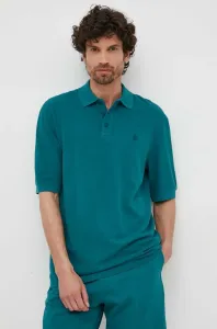 Bavlnené polo tričko United Colors of Benetton zelená farba, jednofarebné