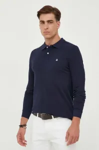 Bavlnené tričko s dlhým rukávom United Colors of Benetton tmavomodrá farba, jednofarebný #8949133