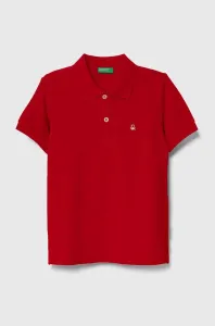 Detská bavlenná polokošeľa United Colors of Benetton červená farba, jednofarebný #9080383