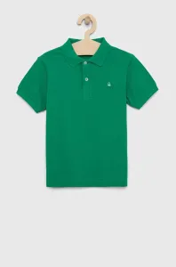 Detská bavlenná polokošeľa United Colors of Benetton zelená farba, jednofarebný #9423414
