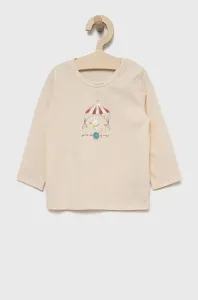 Detská bavlnená košeľa s dlhým rukávom United Colors of Benetton béžová farba, #256690