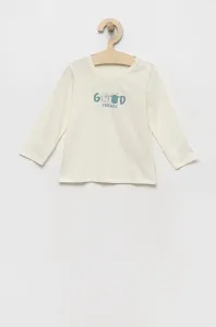 Detská bavlnená košeľa s dlhým rukávom United Colors of Benetton béžová farba, #258098