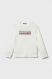 Detská bavlnená košeľa s dlhým rukávom United Colors of Benetton biela farba #8745941