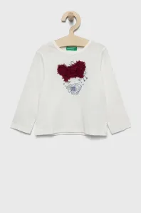 Detská bavlnená košeľa s dlhým rukávom United Colors of Benetton biela farba, #256679