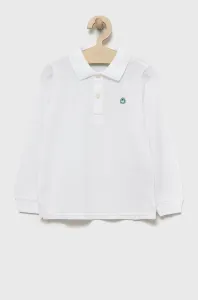 Detská bavlnená košeľa s dlhým rukávom United Colors of Benetton biela farba, jednofarebný #280894