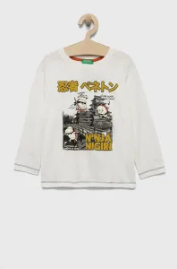 Detská bavlnená košeľa s dlhým rukávom United Colors of Benetton biela farba, s potlačou #6179237