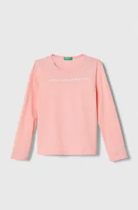 Detská bavlnená košeľa s dlhým rukávom United Colors of Benetton ružová farba #8745575