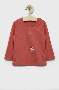 Detská bavlnená košeľa s dlhým rukávom United Colors of Benetton ružová farba, #256691