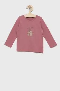 Detská bavlnená košeľa s dlhým rukávom United Colors of Benetton ružová farba, #9423360
