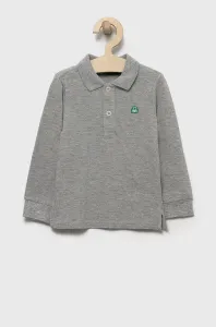 Detská bavlnená košeľa s dlhým rukávom United Colors of Benetton šedá farba, jednofarebný #280896