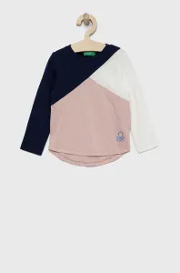 Detská bavlnená košeľa s dlhým rukávom United Colors of Benetton tmavomodrá farba,