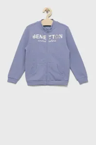 Detská bavlnená mikina United Colors of Benetton fialová farba, s potlačou