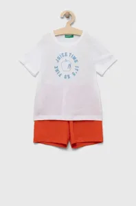 Detská bavlnená súprava United Colors of Benetton červená farba