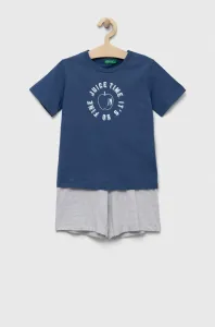 Detská bavlnená súprava United Colors of Benetton tmavomodrá farba