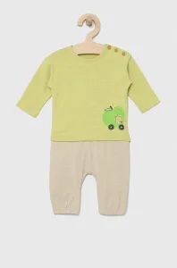 Detská bavlnená súprava United Colors of Benetton zelená farba