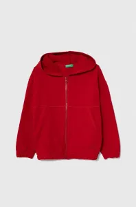 Detská mikina United Colors of Benetton červená farba, s kapucňou, jednofarebná #8745842