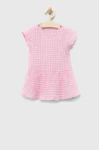 Detské bavlnené šaty United Colors of Benetton ružová farba, mini, áčkový strih