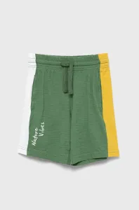 Detské bavlnené šortky United Colors of Benetton zelená farba,