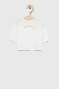 Detské bavlnené tričko s dlhým rukávom United Colors of Benetton béžová farba