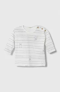 Detské bavlnené tričko s dlhým rukávom United Colors of Benetton biela farba, vzorovaný #8749790