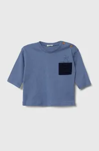 Detské bavlnené tričko s dlhým rukávom United Colors of Benetton jednofarebný