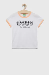 Detské bavlnené tričko United Colors of Benetton biela farba #8662971