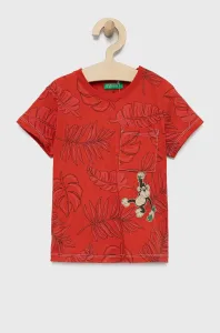 Detské bavlnené tričko United Colors of Benetton červená farba, s potlačou #8378064