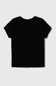 Detské bavlnené tričko United Colors of Benetton čierna farba, jednofarebný