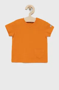 Detské bavlnené tričko United Colors of Benetton oranžová farba, jednofarebné #6642641