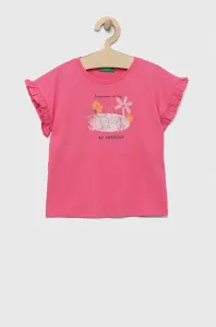Detské bavlnené tričko United Colors of Benetton ružová farba #9260713