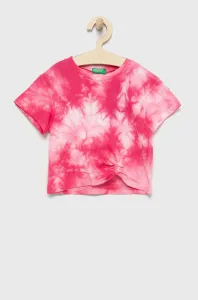 Detské bavlnené tričko United Colors of Benetton ružová farba, #9428878