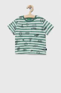 Detské bavlnené tričko United Colors of Benetton zelená farba, vzorovaný #9260411