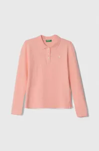 Detské polo tričko United Colors of Benetton ružová farba, jednofarebný #8749009