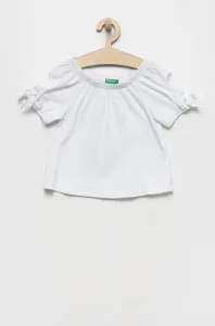 Detské tričko United Colors of Benetton biela farba, jednofarebná