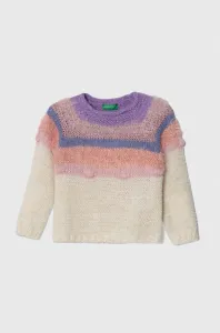 Detský sveter s prímesou vlny United Colors of Benetton béžová farba, tenký #8749290