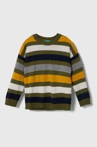 Detský sveter s prímesou vlny United Colors of Benetton šedá farba, tenký #9080845