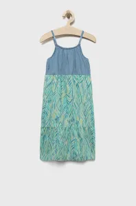Dievčenské bavlnené šaty United Colors of Benetton tyrkysová farba, mini, áčkový strih #243795