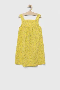 Dievčenské bavlnené šaty United Colors of Benetton žltá farba, midi, áčkový strih