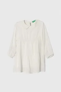 Dievčenské šaty United Colors of Benetton biela farba, mini, áčkový strih #8766172