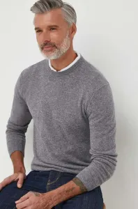 Vlnený sveter United Colors of Benetton pánsky, šedá farba, tenký #8948759