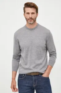 Vlnený sveter United Colors of Benetton pánsky, šedá farba, tenký, #4641458