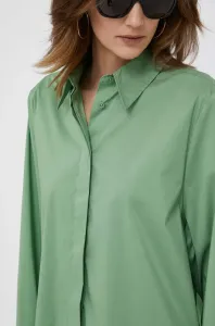 Košeľa United Colors of Benetton dámska, zelená farba, voľný strih, s klasickým golierom